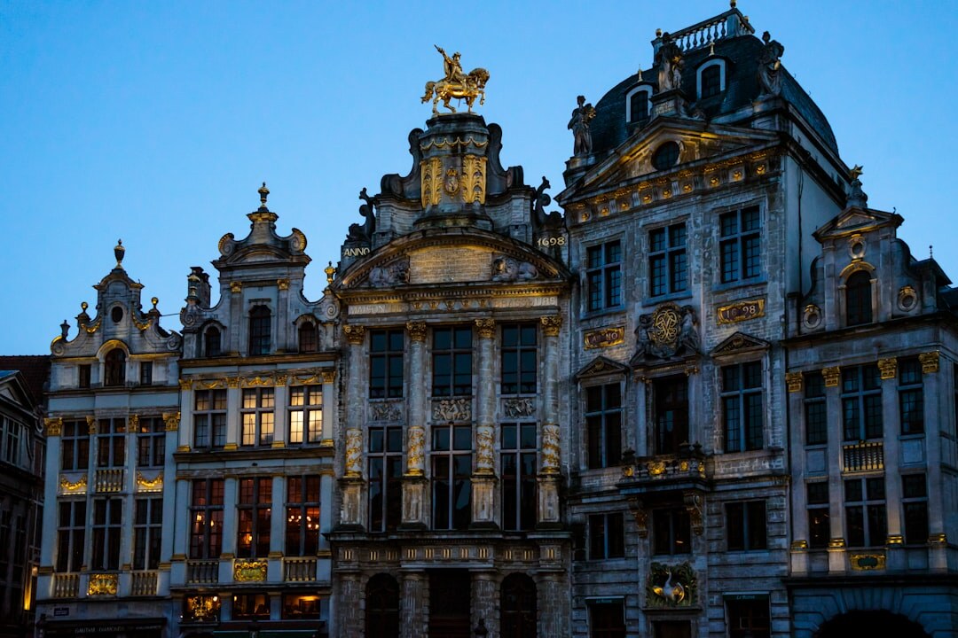 Brussels city skyline at dusk